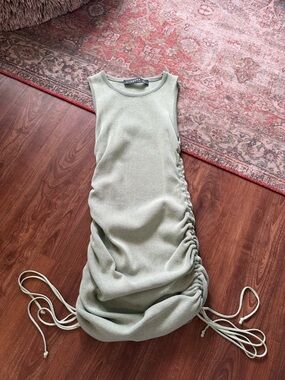 Lioness Sage Green Ruched Mini Dress